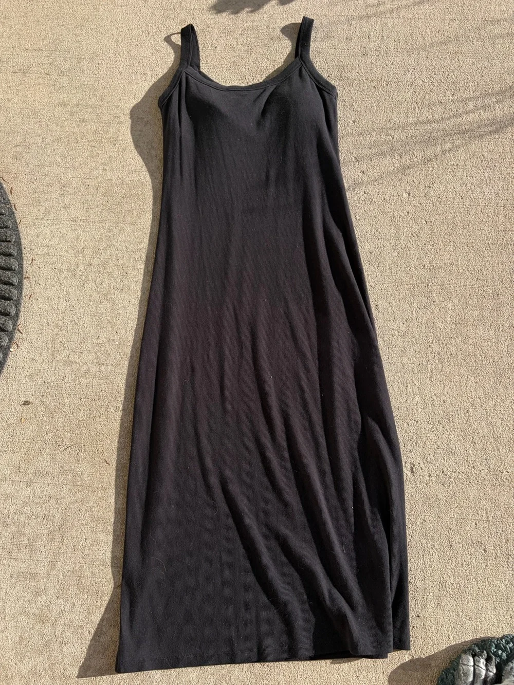 Abercrombie and Fitch black bra free essential 90s rib dress maxi dress stretchy